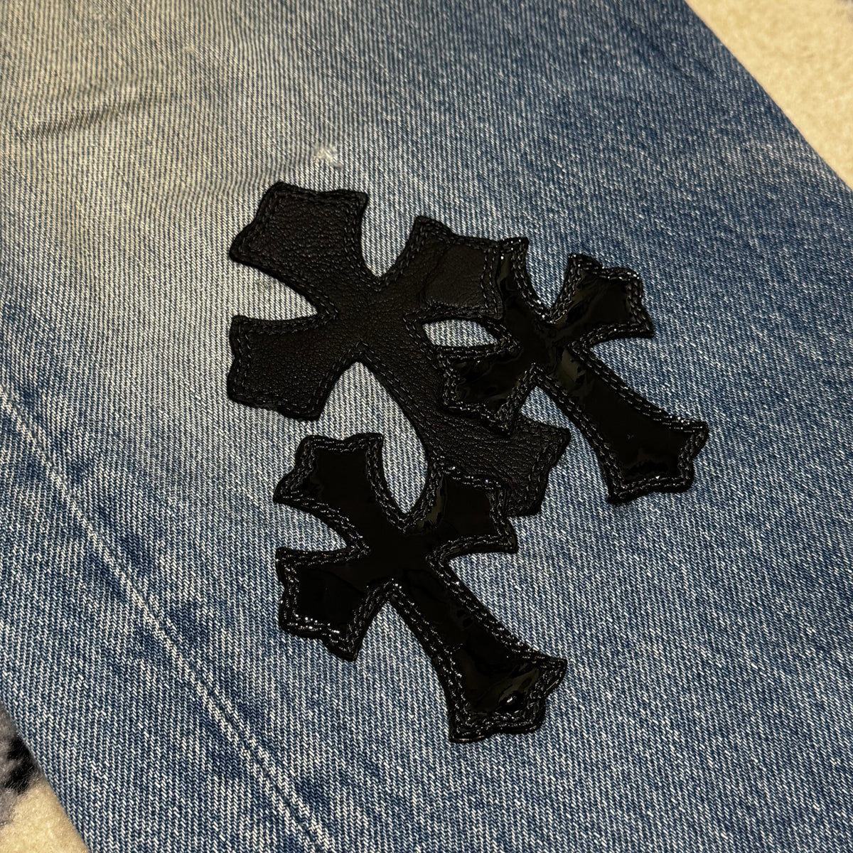 Chrome Hearts Patent Leather Cross Patch Jeans 牛仔褲