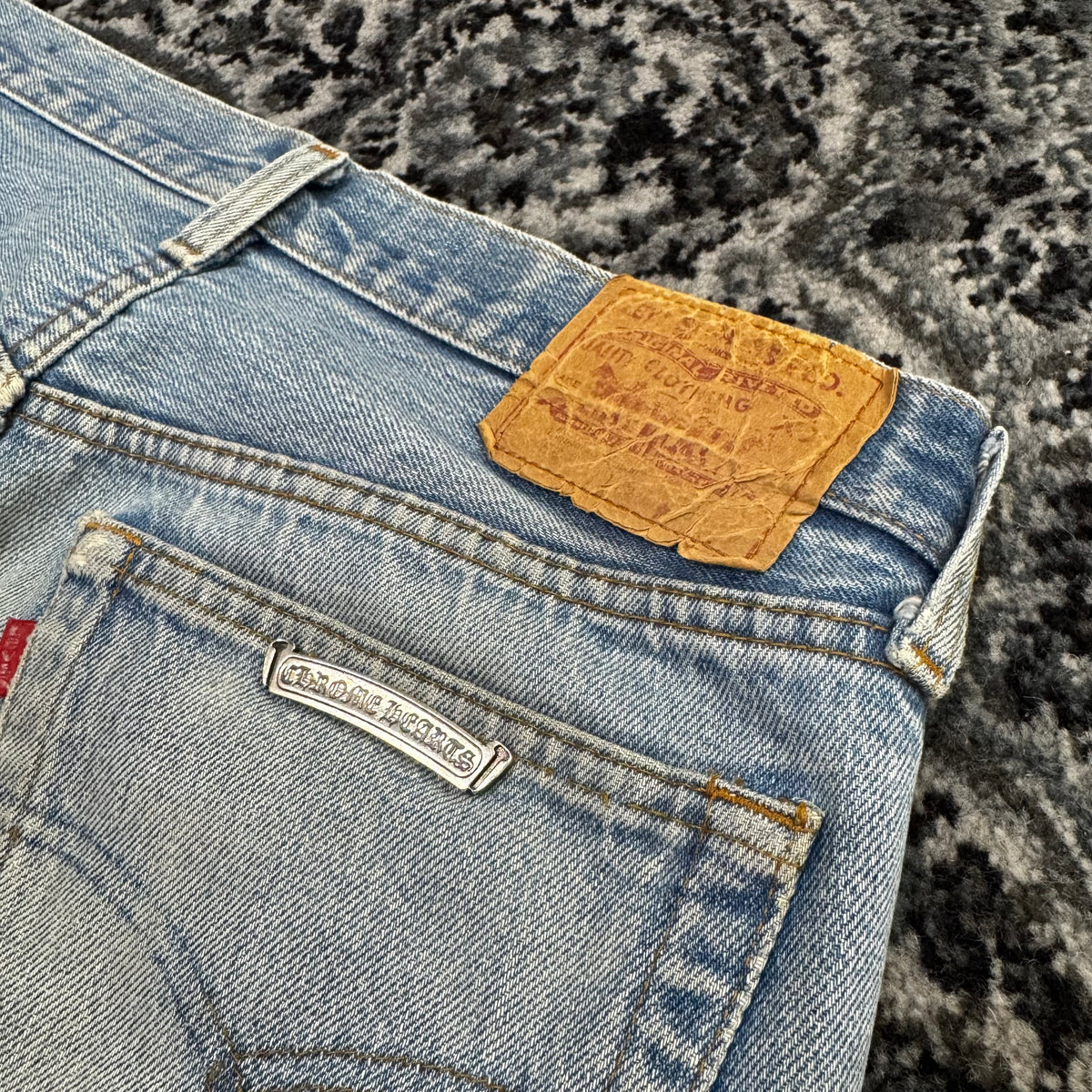 Chrome Hearts Patent Leather Cross Patch Jeans 牛仔褲