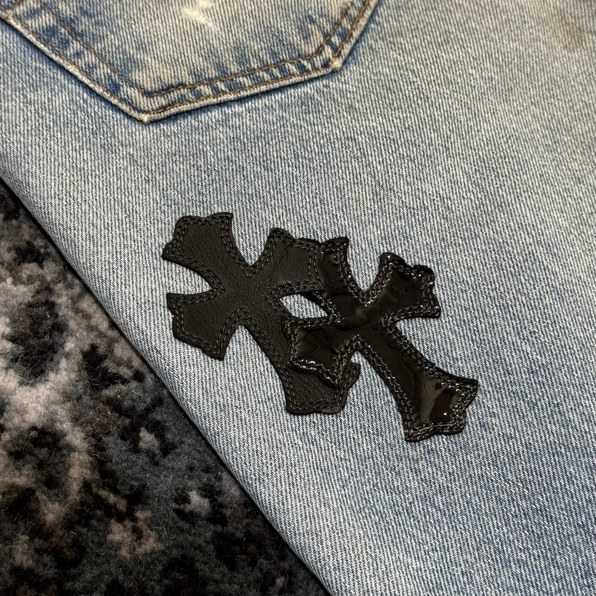Chrome Hearts Patent Leather Cross Patch Jeans 牛仔褲