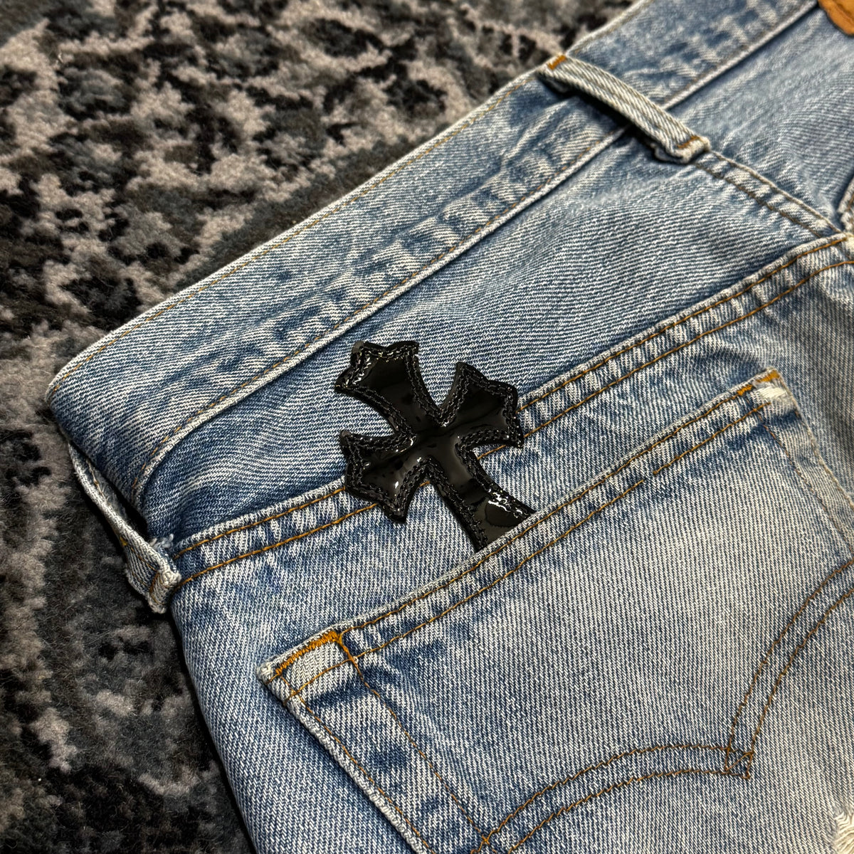Chrome Hearts Patent Leather Cross Patch Jeans 牛仔褲