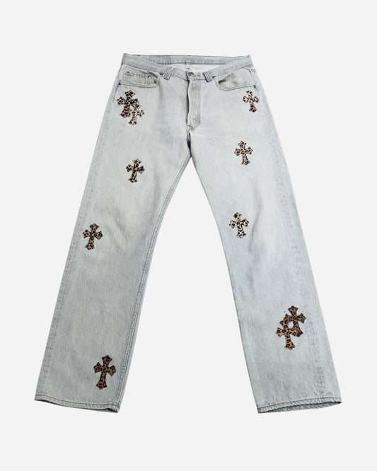 Chrome Hearts Levi’s 501 Leopard Cross Patch Jeans 牛仔褲