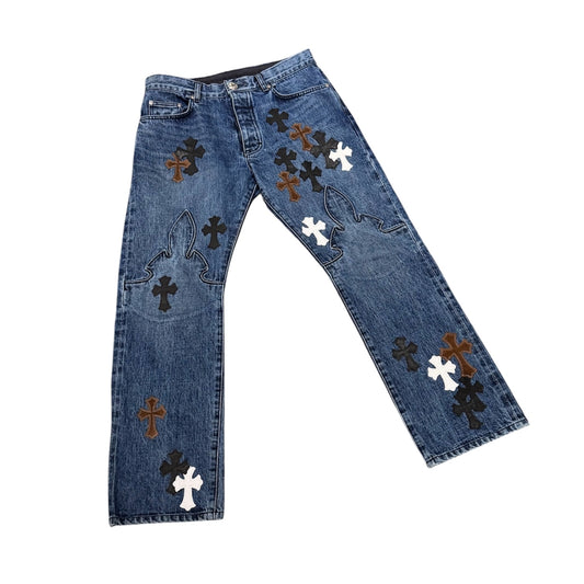 Chrome Hearts Fleur Knee Patch Jeans 牛仔褲