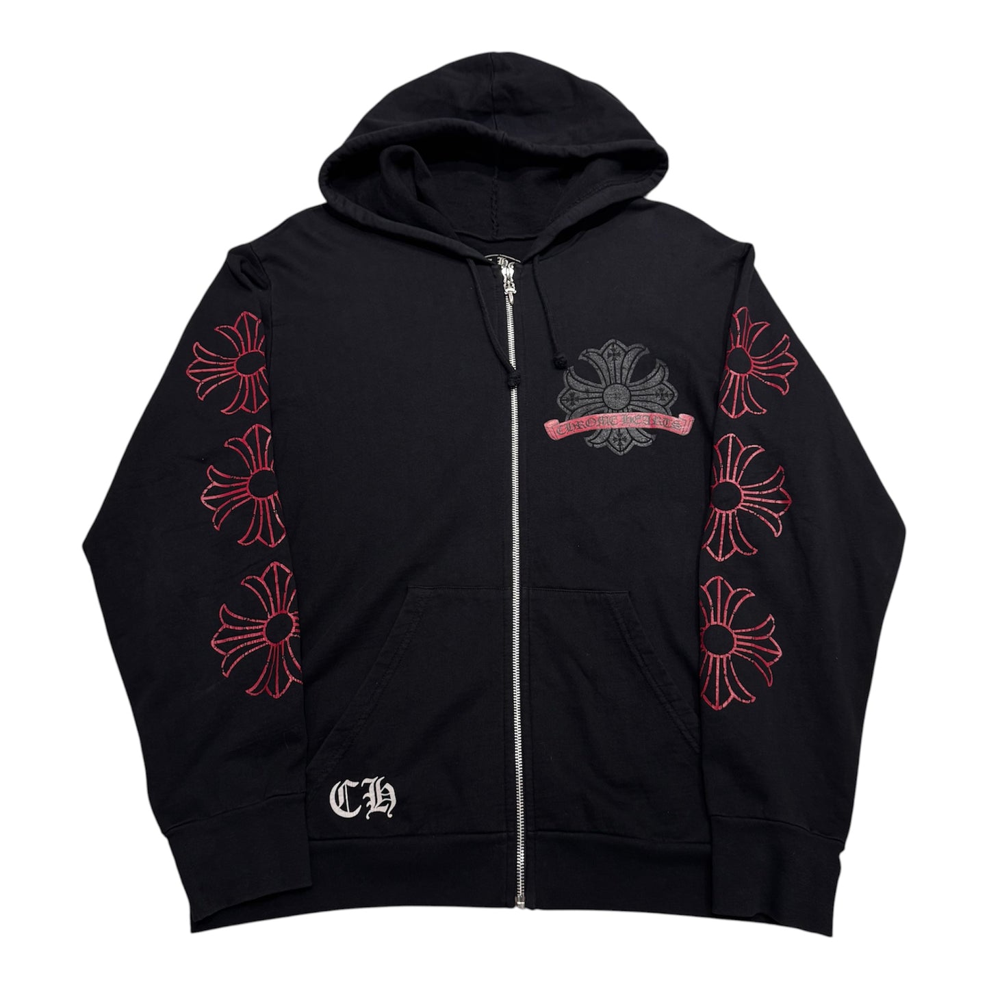 Chrome Hearts Vintage Red Horseshoe Zip Hoodie 做舊拉鍊外套