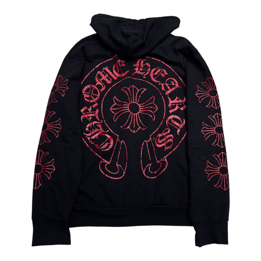 Chrome Hearts Vintage Red Horseshoe Zip Hoodie 做舊拉鍊外套