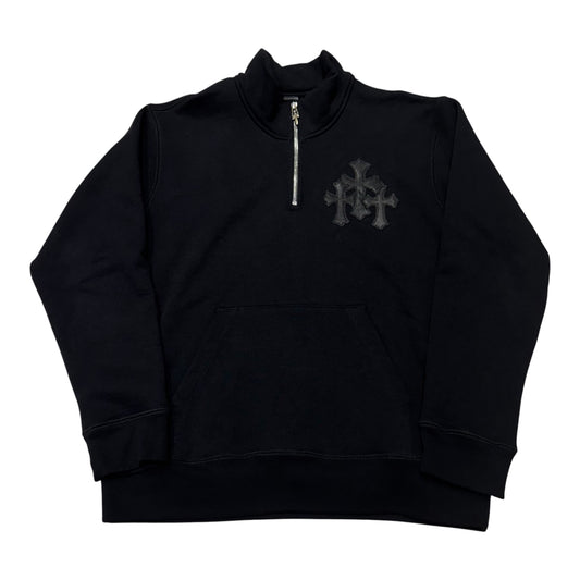 Chrome Hearts Black Triple Cross Patch Paper Jam Quarter Zip Sweater 半拉鍊衛衣