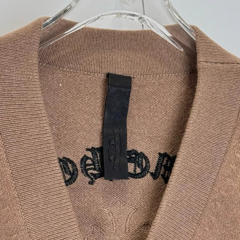 Chrome Hearts 3 CROSS Cashmere Sweater 皮標 開襟羊毛衫