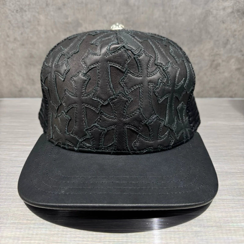 Chrome Hearts 滿版十字皮標 925銀飾 Trucker Hat 卡車帽