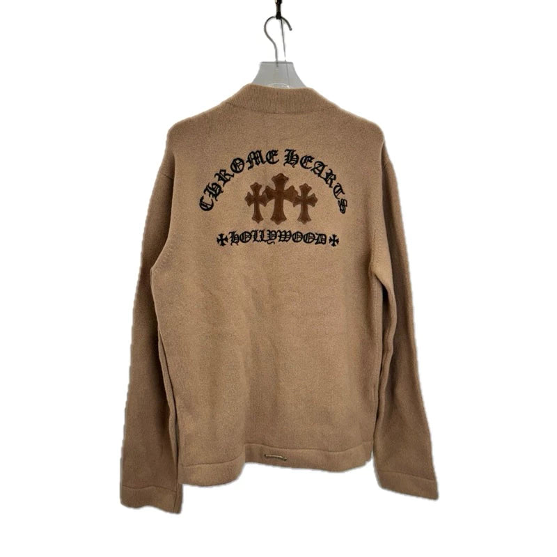 Chrome Hearts 3 CROSS Cashmere Sweater 皮標 開襟羊毛衫