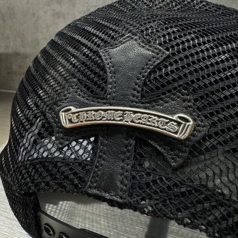 Chrome Hearts 滿版十字皮標 925銀飾 Trucker Hat 卡車帽